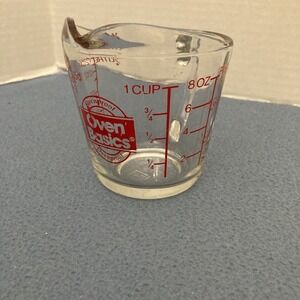 Anchor Hocking Oven Basics #496 Red Print 1 Cup/8 oz Glass Measuring‎ Cup